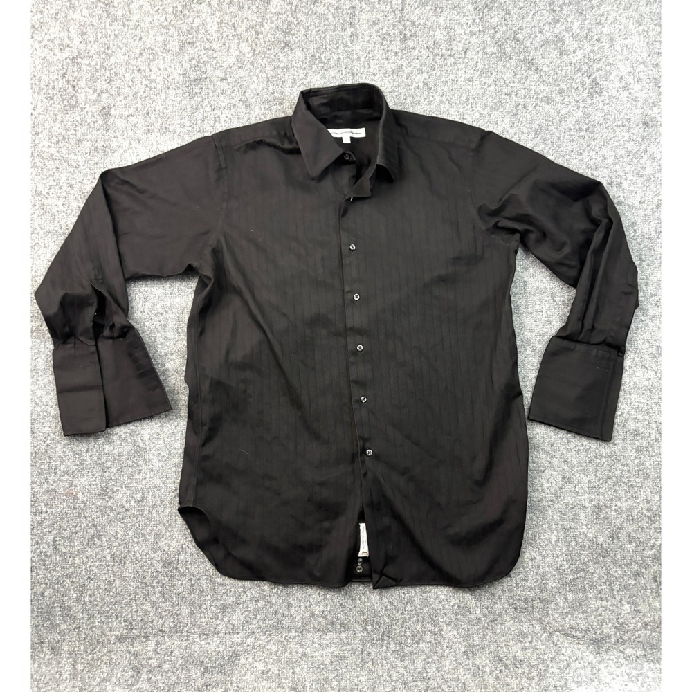 Robert‎ Talbott Protocol Black Herringbone Stripe Dress Shirt 15.5 R 100% Cotton